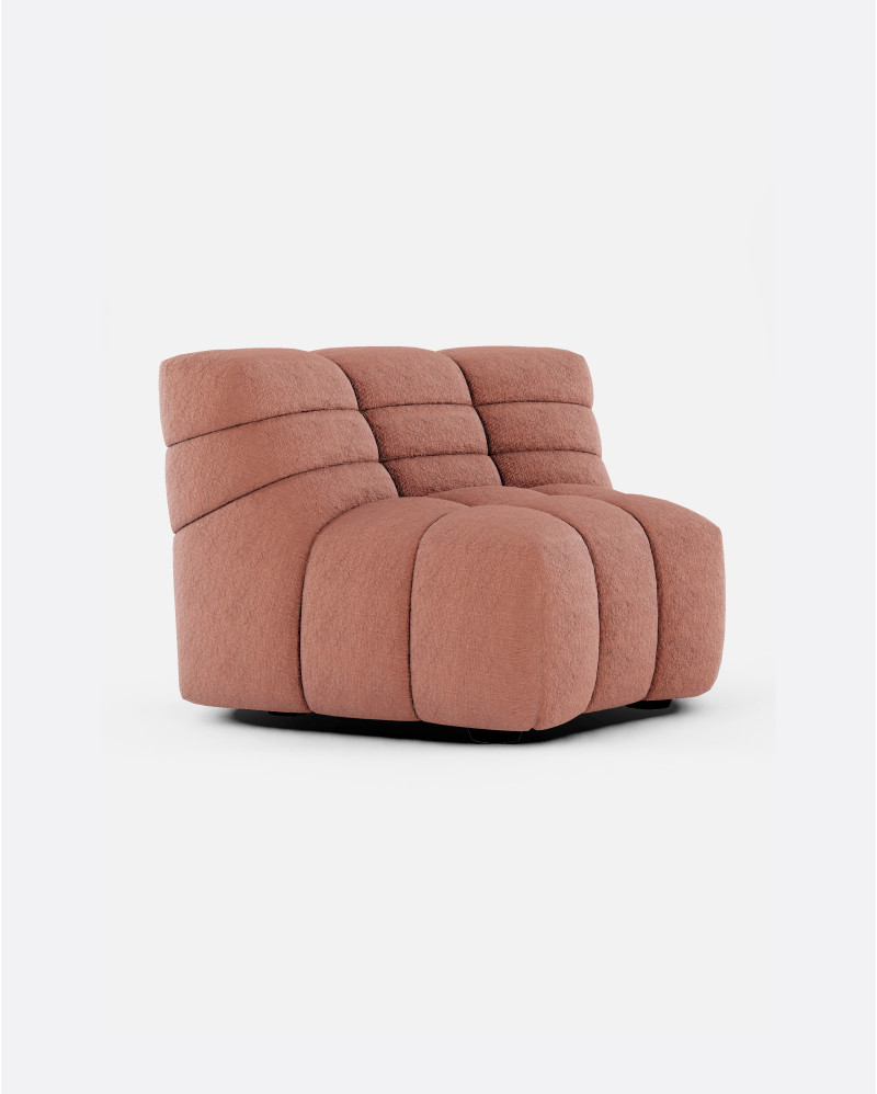 CHOPIN modular round corner sofa in recycled olefin 130 x 97 x 80 cm in terracotta colour