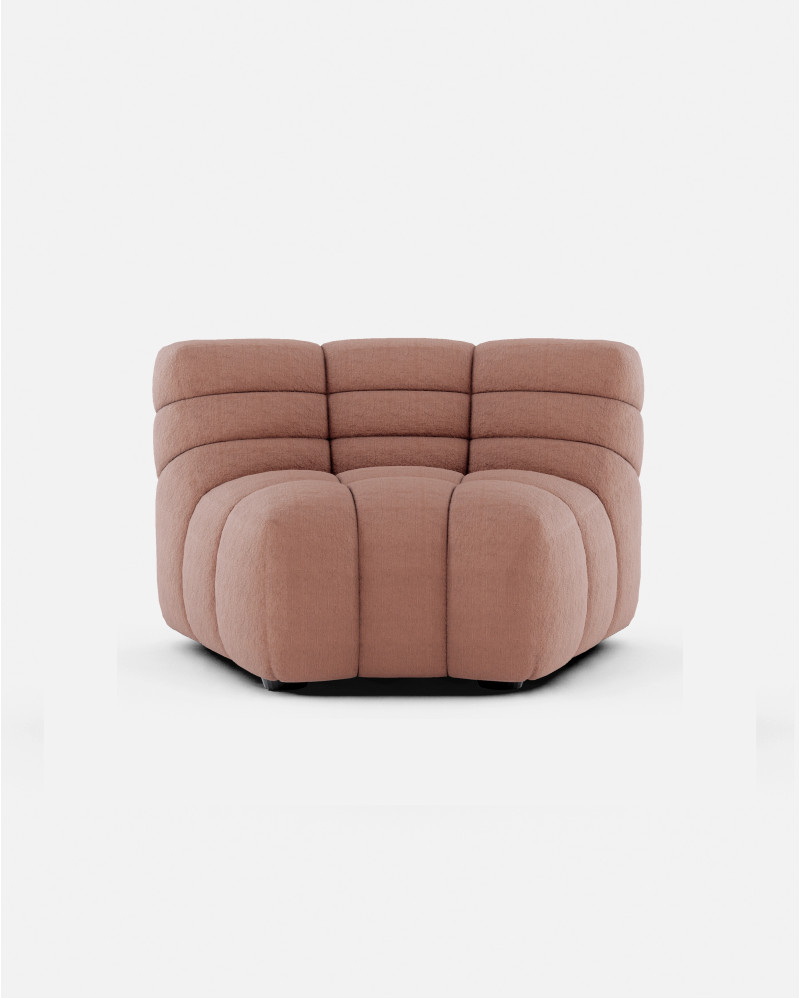 CHOPIN modular round corner sofa in recycled olefin 130 x 97 x 80 cm in terracotta colour