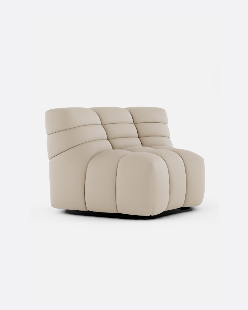 CHOPIN modular round corner sofa in recycled olefin 130 x 97 x 80 cm in natural colour