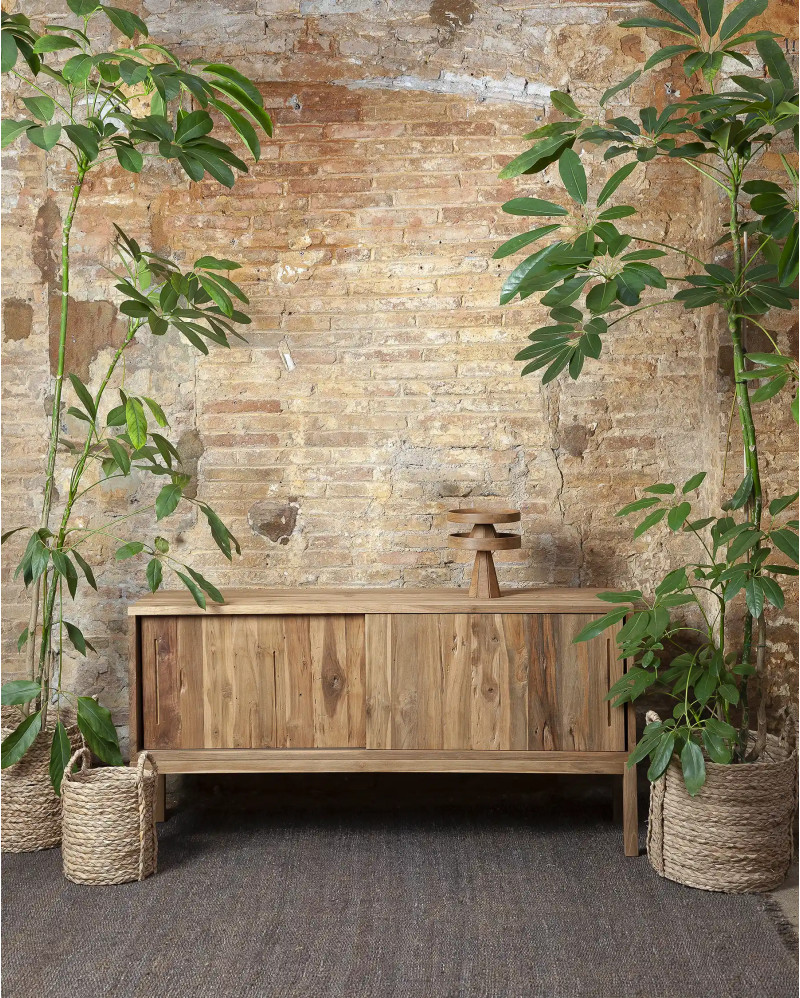 Buffet EROSI en bois de teck recyclé 160 x 45 x 77 cm en couleur naturelle