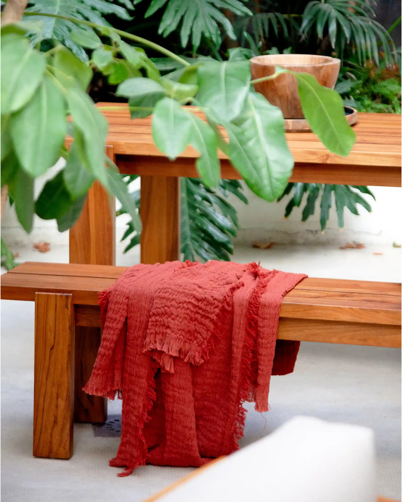 NADU towel in recycled cotton 200 x 100 cm in terracotta colour