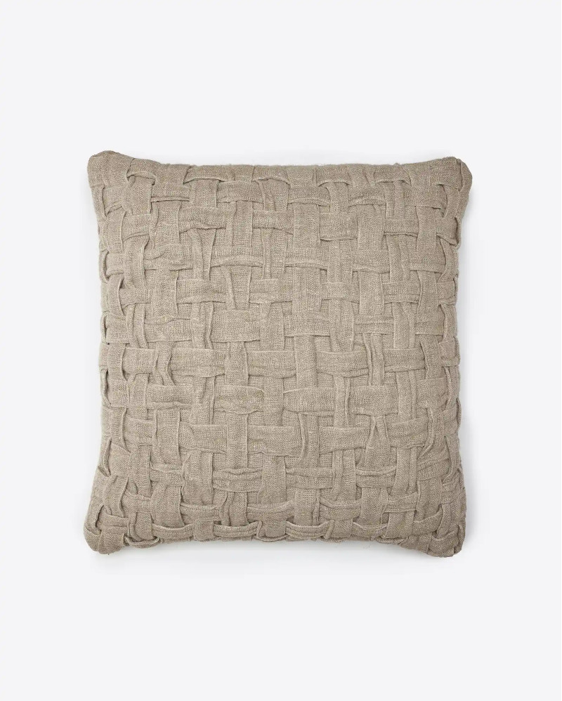 Housse de coussin WATRAP en lin 60 x 60 cm en couleur naturelle