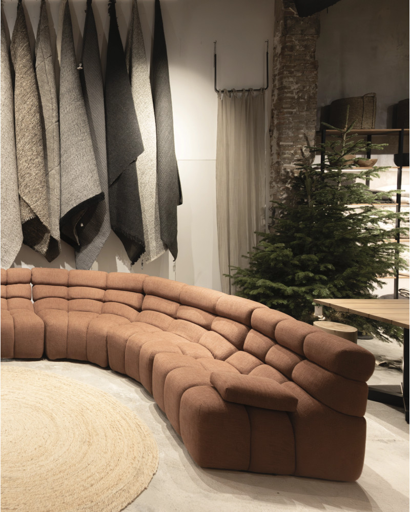 CHOPIN 2/3-seater modular sofa in recycled olefin 190 x 93 x 78 cm in colour terracotta