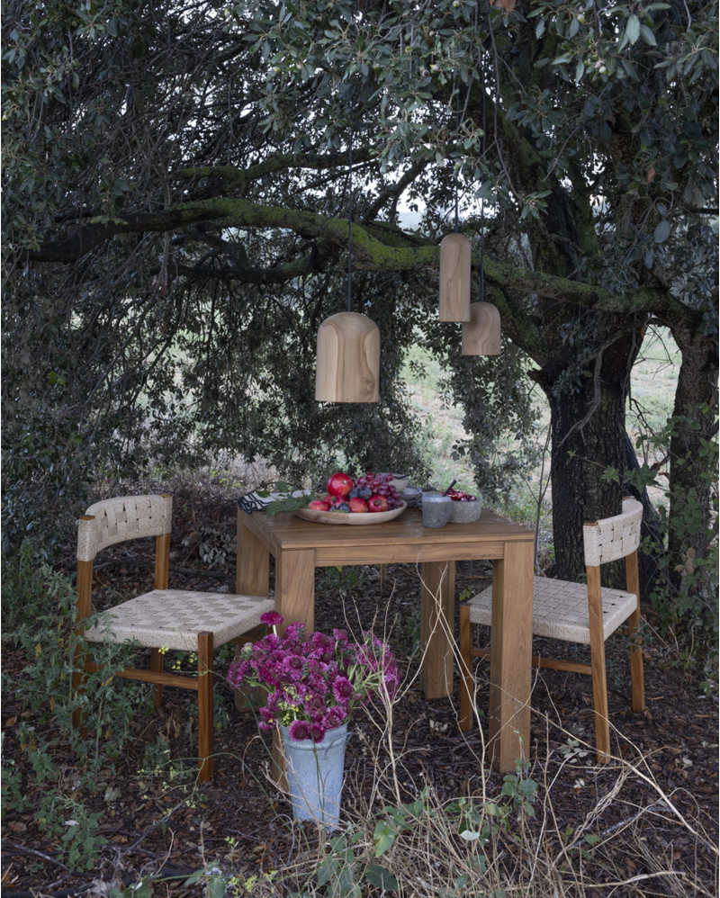 GENESIS outdoor dining table in teak wood 80 x 80 x 75 cm in natural colour