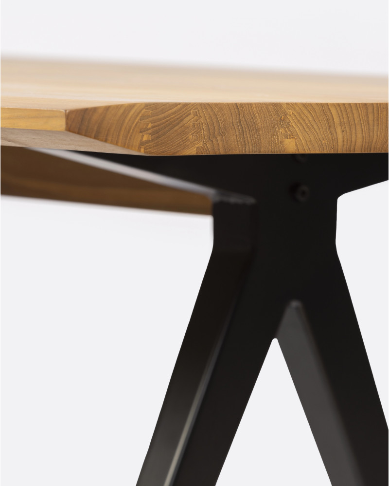 Mesa de comedor LIKU de madera de teca reciclada y hierro 180 x 80 x 75 cm