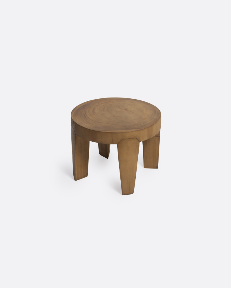 RIVIA side table in suar wood Ø 50 x 37 cm height in natural colour