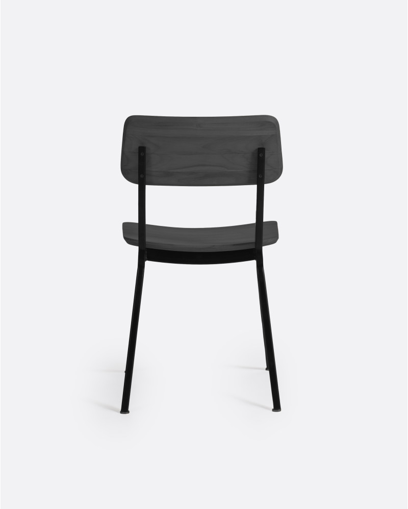 Silla LIKU de madera de teca y aluminio 44 x 55 x 80 cm en color negro
