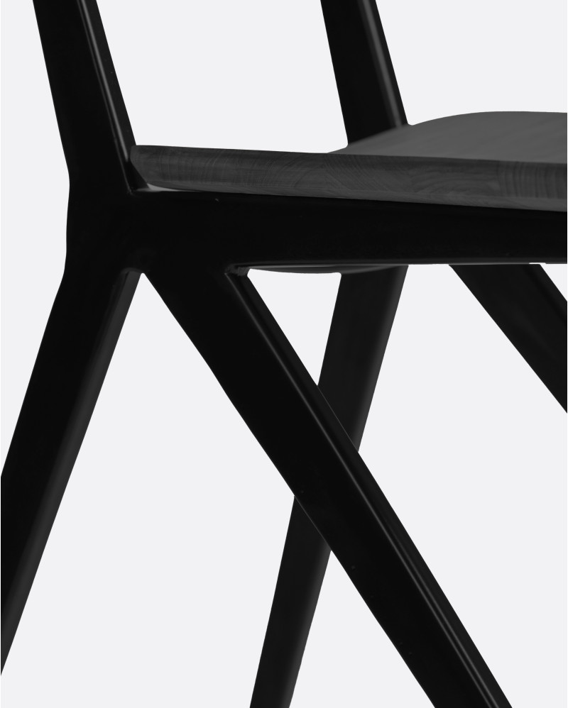 Silla LIKU de madera de teca y aluminio 44 x 55 x 80 cm en color negro