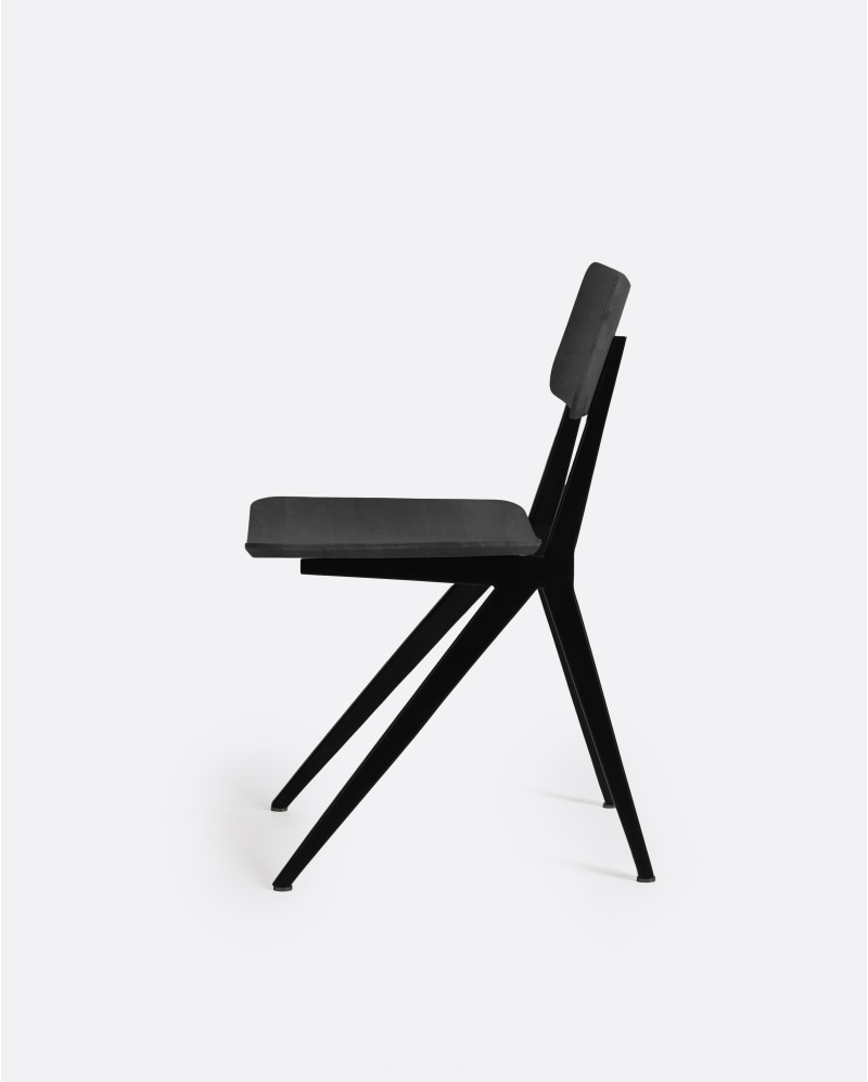 Silla LIKU de madera de teca y aluminio 44 x 55 x 80 cm en color negro