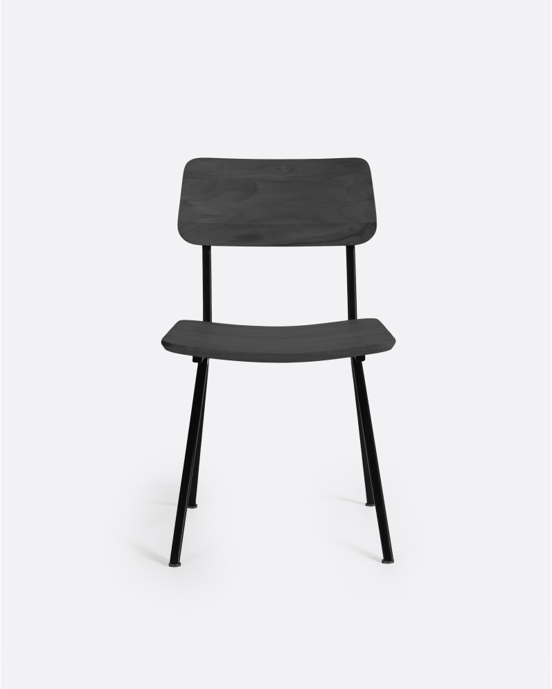 Silla LIKU de madera de teca y aluminio 44 x 55 x 80 cm en color negro