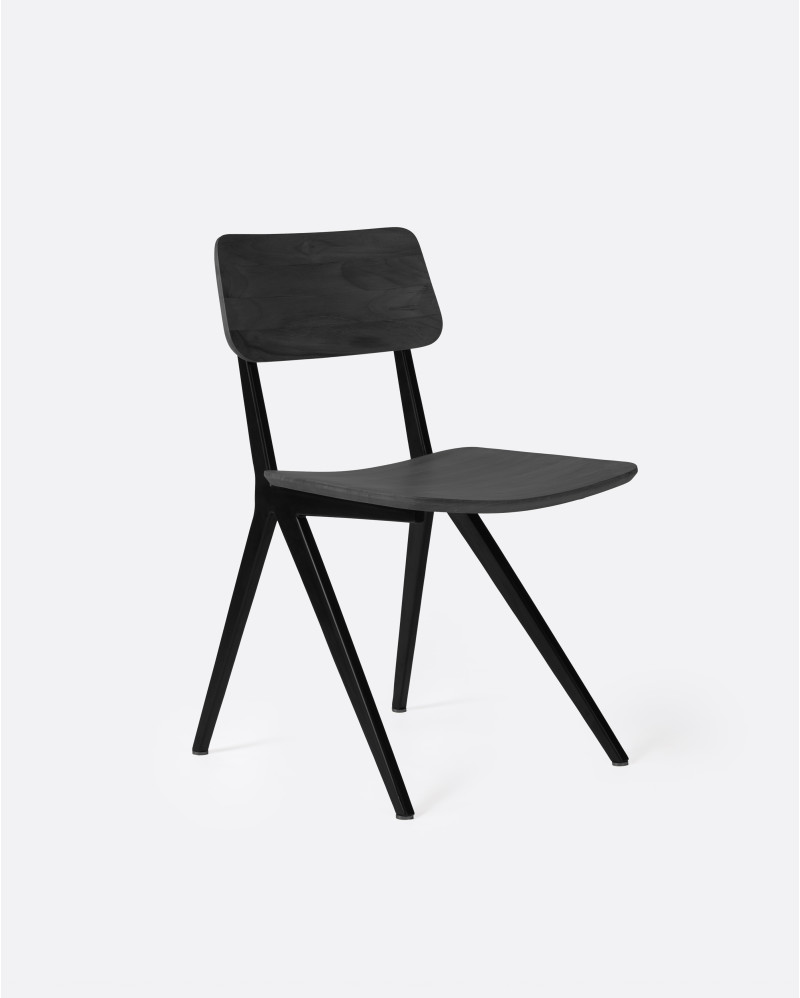 Silla LIKU de madera de teca y aluminio 44 x 55 x 80 cm en color negro