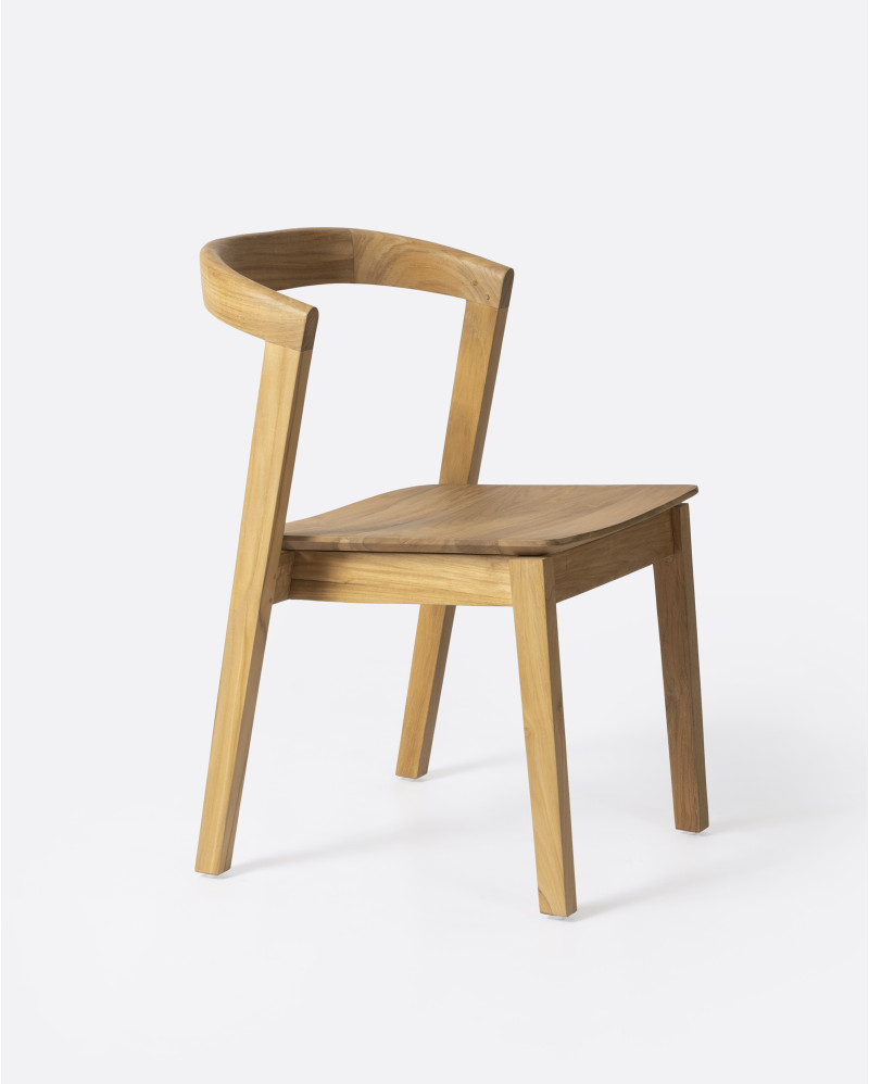 Silla sin reposabrazos ARC de madera de teca 52 x 53 x 76 cm en color natural