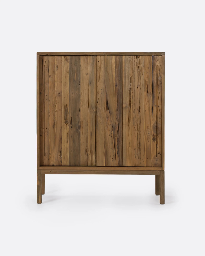 Vitrine EROSI en bois de teck recyclé 110 x 45 x 130 cm en couleur naturelle