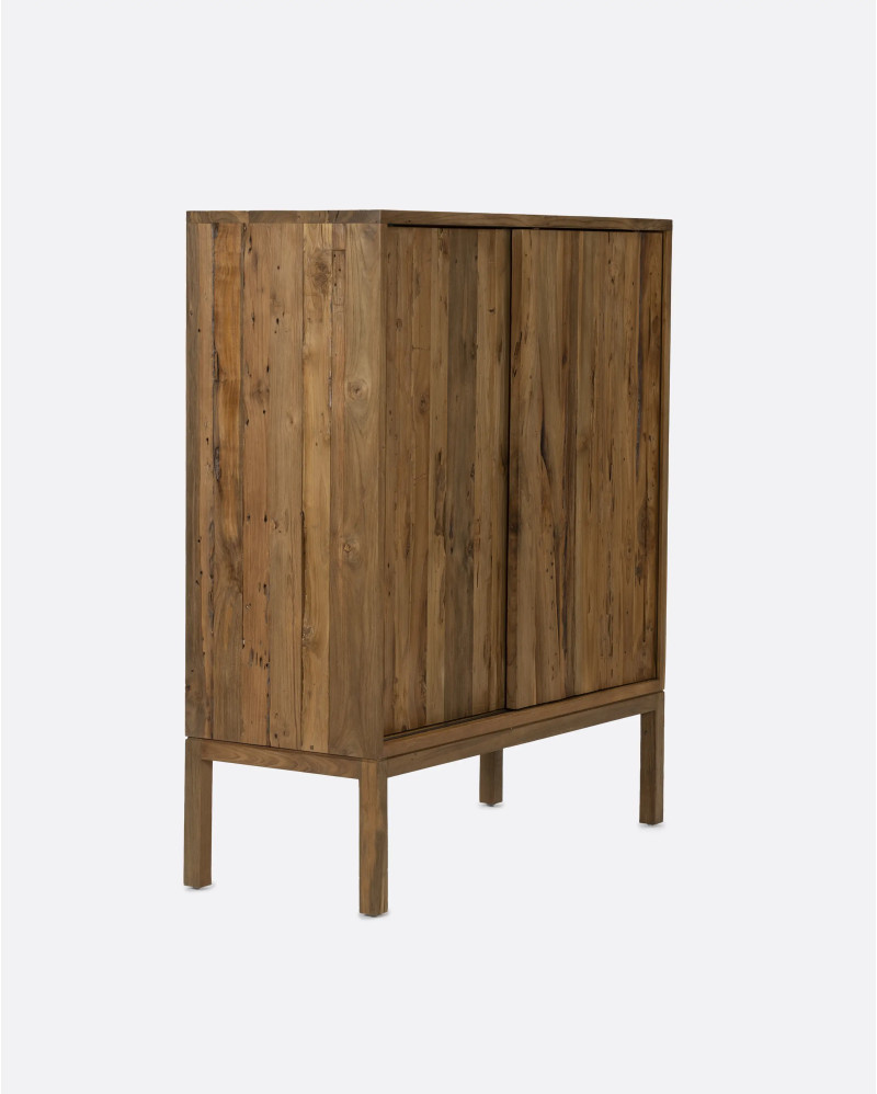 Vitrine EROSI en bois de teck recyclé 110 x 45 x 130 cm en couleur naturelle