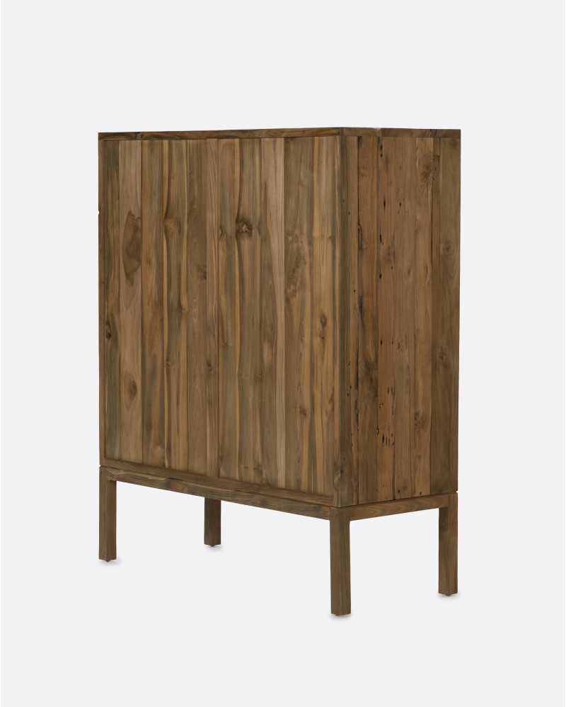 Vitrine EROSI en bois de teck recyclé 110 x 45 x 130 cm en couleur naturelle
