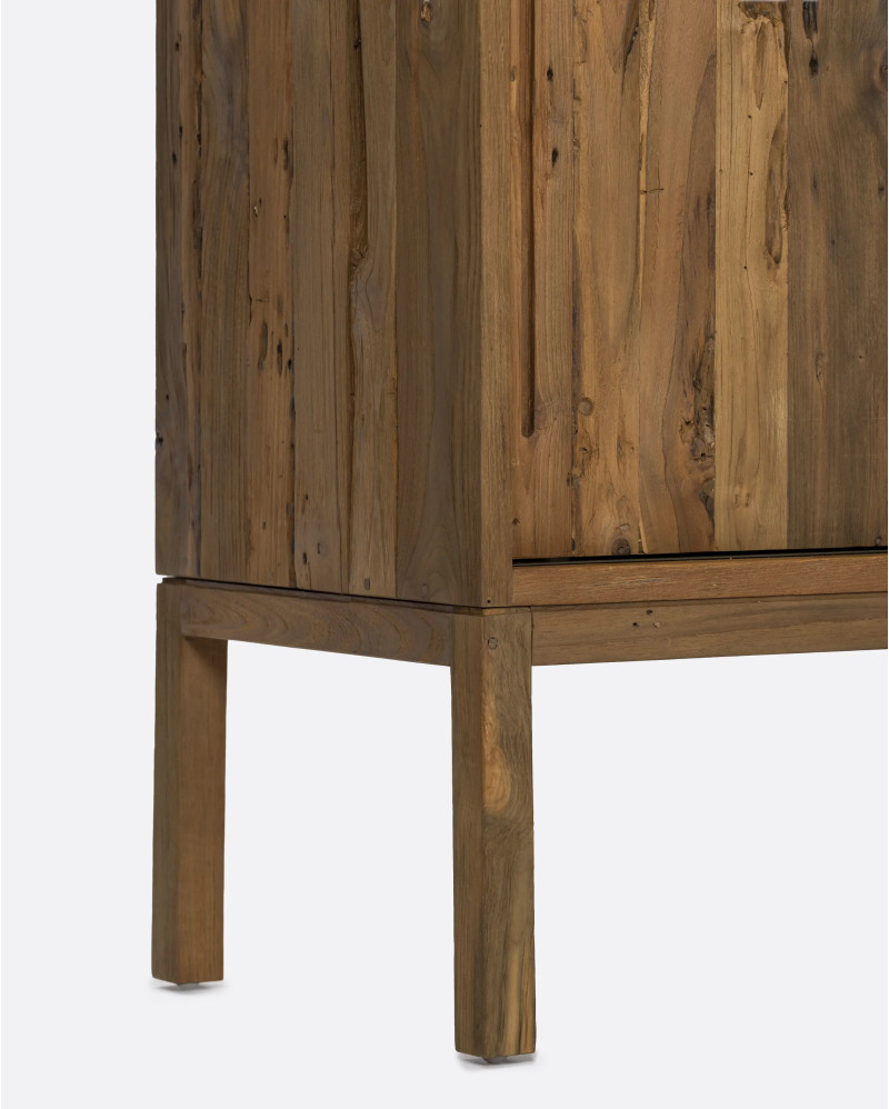 Vitrine EROSI en bois de teck recyclé 110 x 45 x 130 cm en couleur naturelle