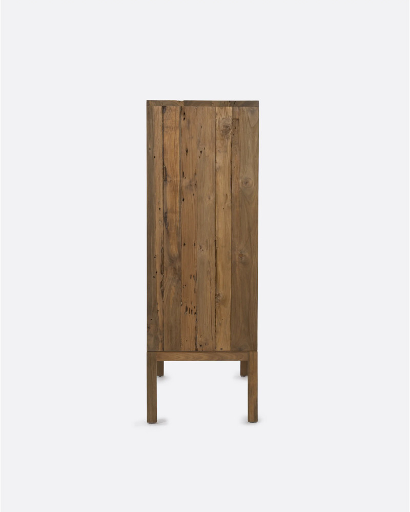 Vitrine EROSI en bois de teck recyclé 110 x 45 x 130 cm en couleur naturelle