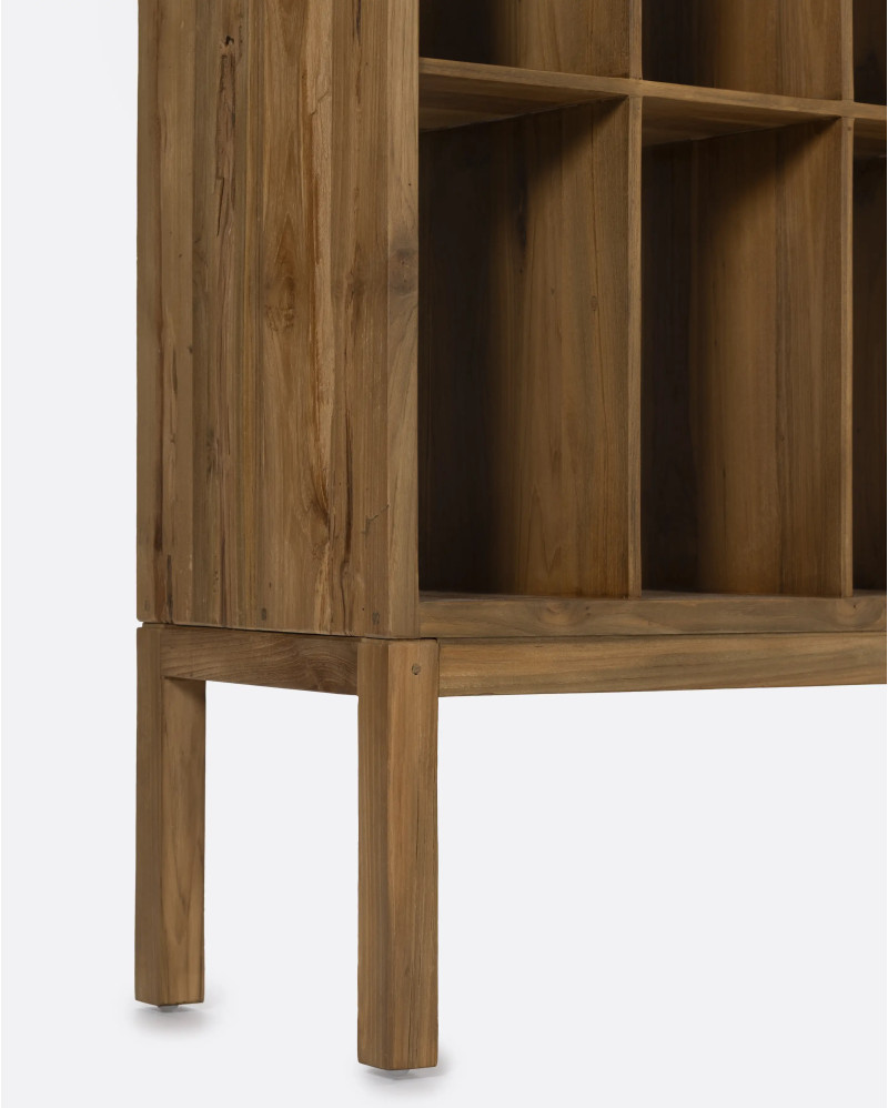 Estantería EROSI de madera de teca reciclada 100 x 37 x 180 cm en color natural