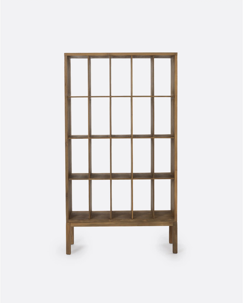 Estantería EROSI de madera de teca reciclada 100 x 37 x 180 cm en color natural