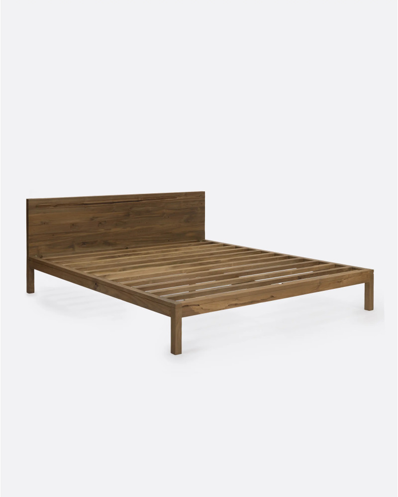 Estructura de cama EROSI de madera de teca reciclada 190 x 210 x 79 cm para colchón 180 x 200 cm