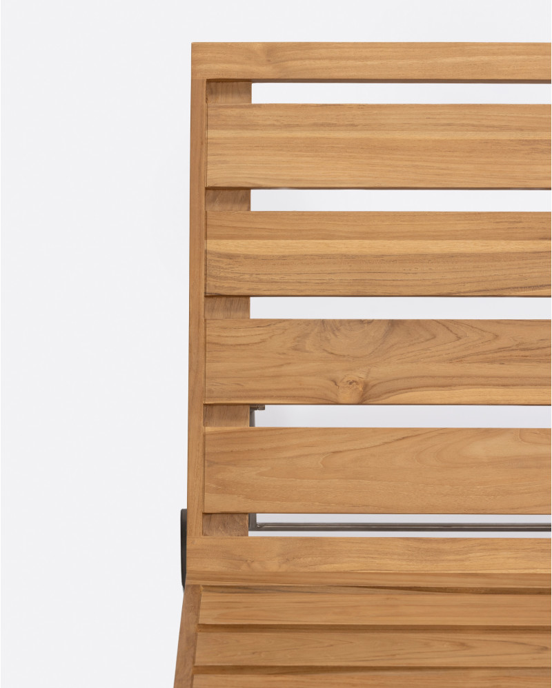 Transat GENESIS en bois de teck 201 x 139 x 27 cm avec matelas naturel