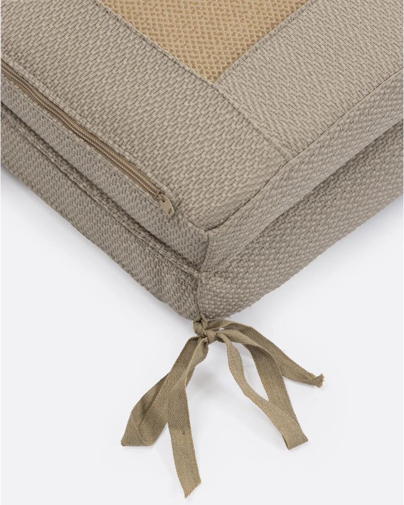 Transat GENESIS en bois de teck 201 x 139 x 27 cm avec matelas naturel