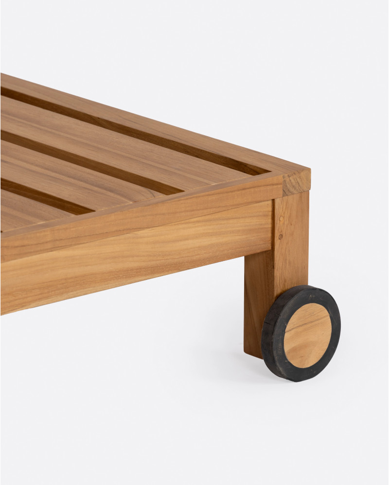 Tumbona de exterior GENESIS de madera de teca 201 x 139 x 27 cm con colchón blanco