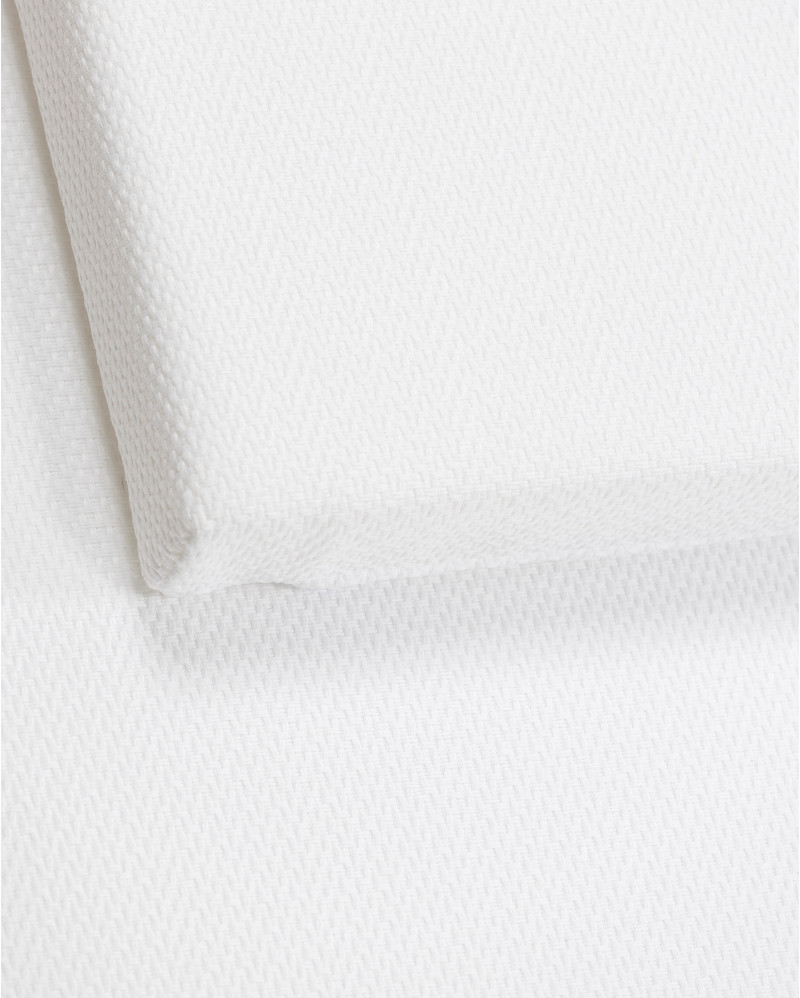 Tumbona de exterior GENESIS de madera de teca 201 x 139 x 27 cm con colchón blanco