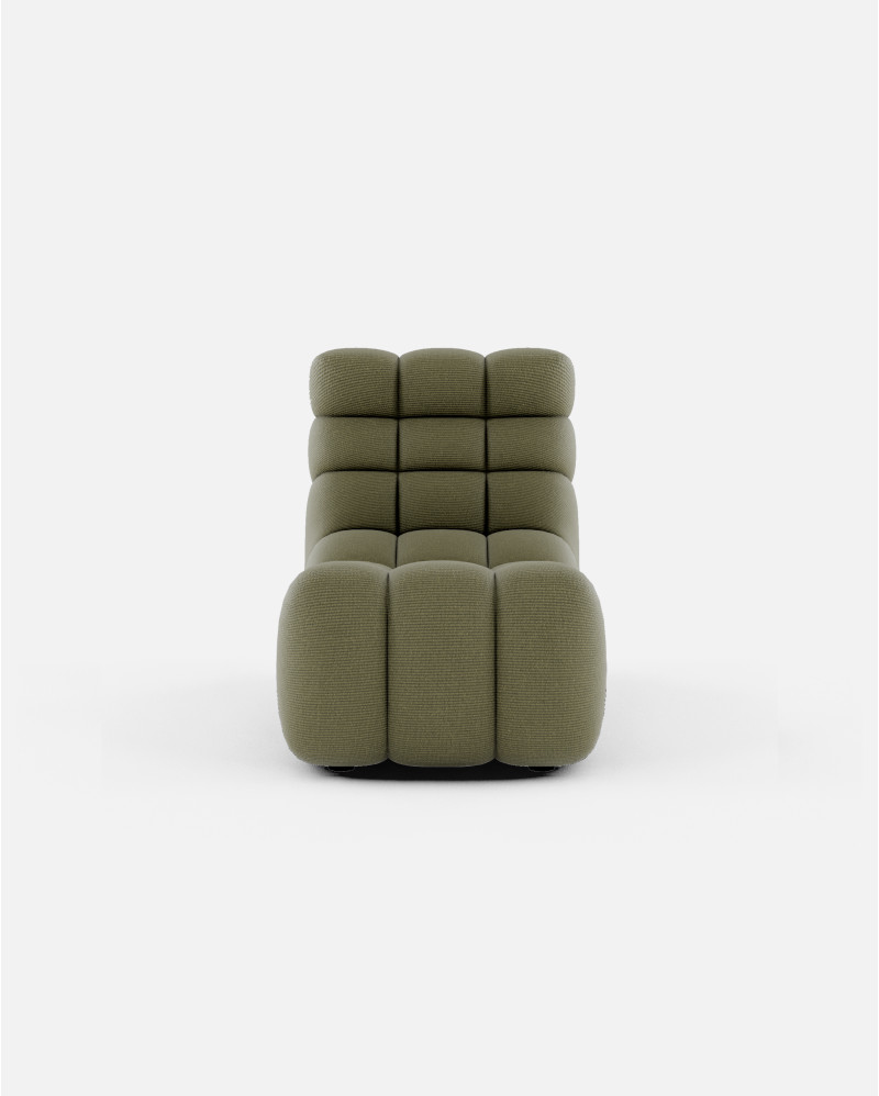 Chaise longue relax CHOPIN de olefina reciclada 65 x 135 x 76 cm en color musgo