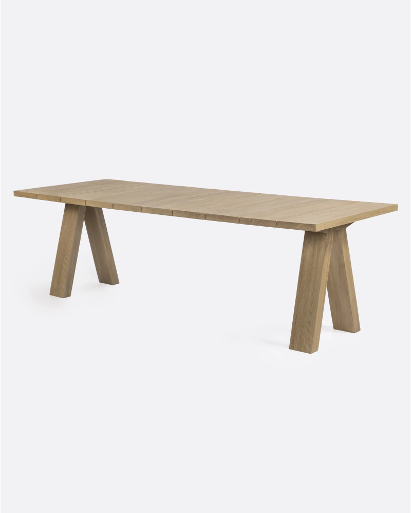 Mesa de comedor de exterior BATU de madera de teca 250 x 90 x 76 cm en acabado envejecido
