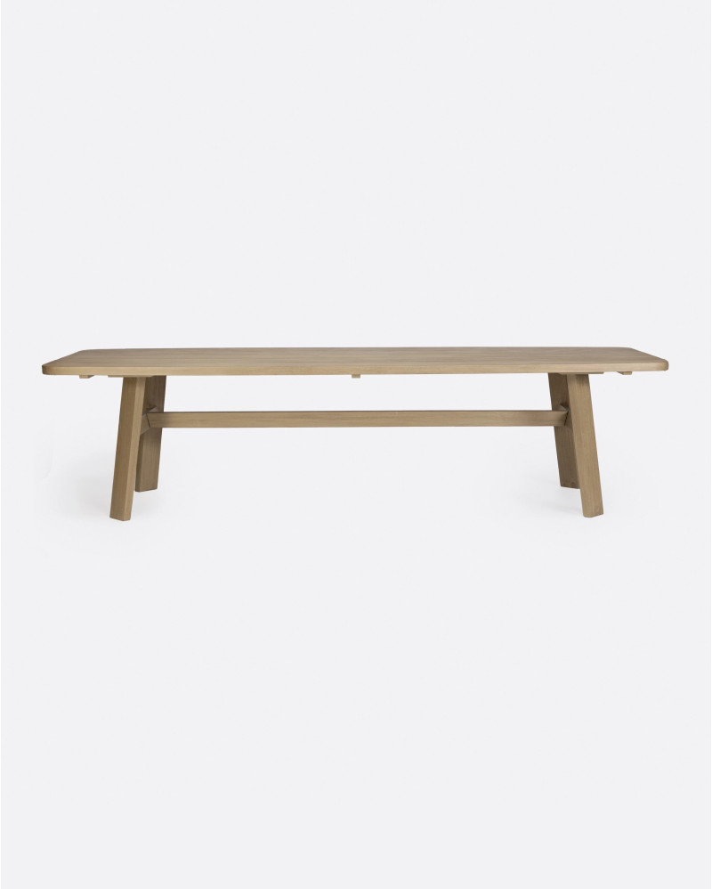 Table d'extérieur TUBAN en bois de teck 290 x 110 x 74 cm en finition patinée