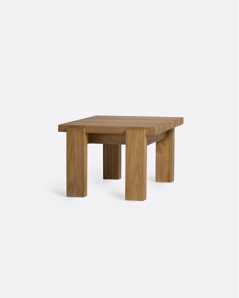 Mesa auxiliar de exterior MEDAN de madera de teca 57 x 54 x 38 cm en color natural