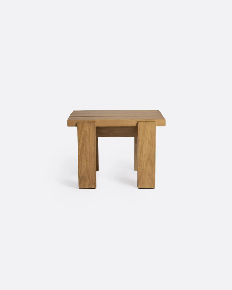 Mesa auxiliar de exterior MEDAN de madera de teca 57 x 54 x 38 cm en color natural
