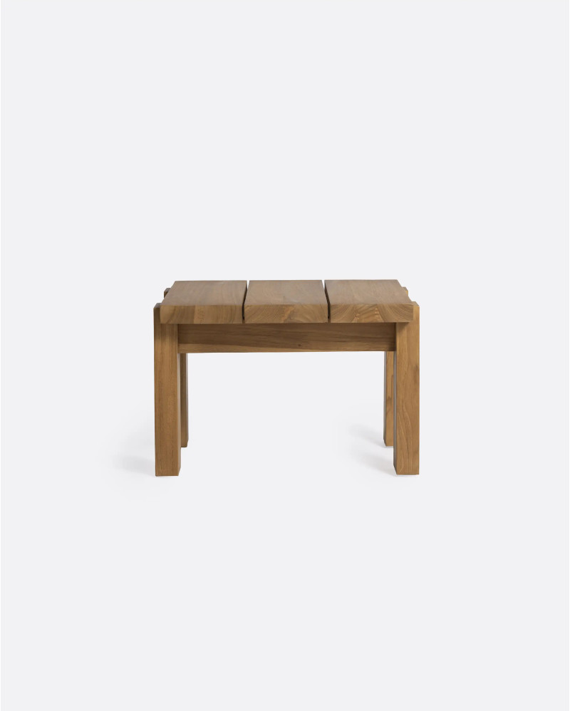Mesa auxiliar de exterior MEDAN de madera de teca 57 x 54 x 38 cm en color natural