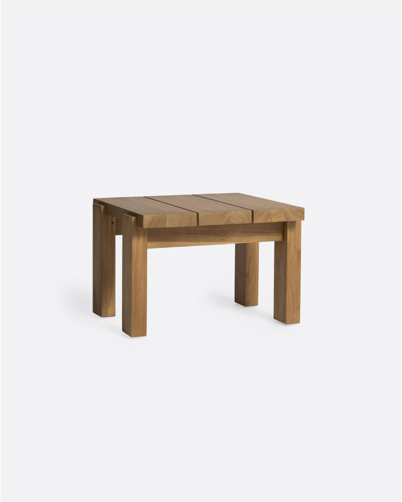 Mesa auxiliar de exterior MEDAN de madera de teca 57 x 54 x 38 cm en color natural