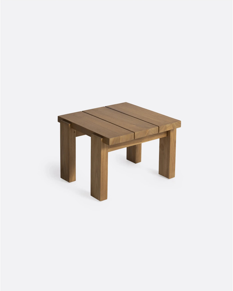 Mesa auxiliar de exterior MEDAN de madera de teca 57 x 54 x 38 cm en color natural