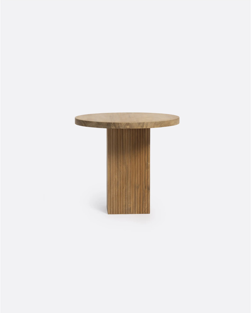 Mesa auxiliar BALARI de madera de teca reciclada Ø 50 cm x 45 cm de altura en color natural