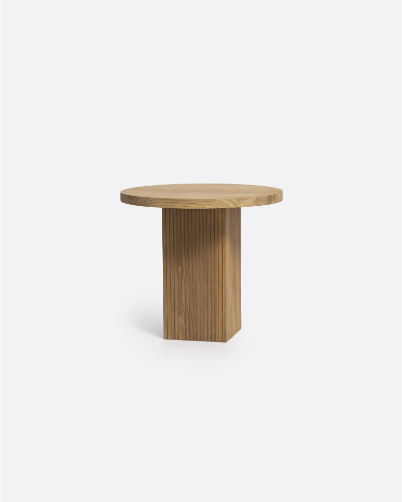 Mesa auxiliar BALARI de madera de teca reciclada Ø 50 cm x 45 cm de altura en color natural