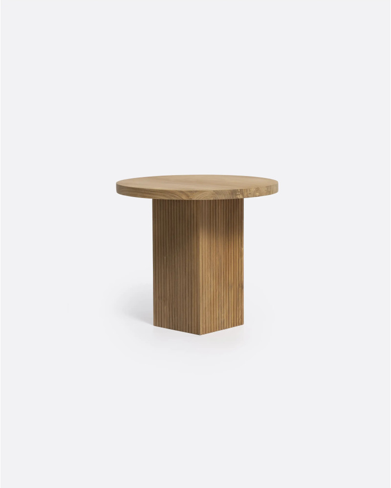 Mesa auxiliar BALARI de madera de teca reciclada Ø 50 cm x 45 cm de altura en color natural