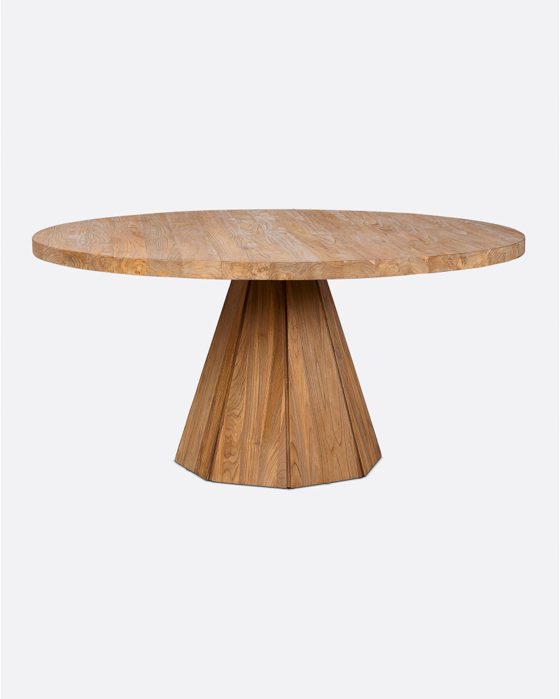 Mesa de comedor JATI de madera de teca reciclada Ø 160 cm x 76 cm de altura
