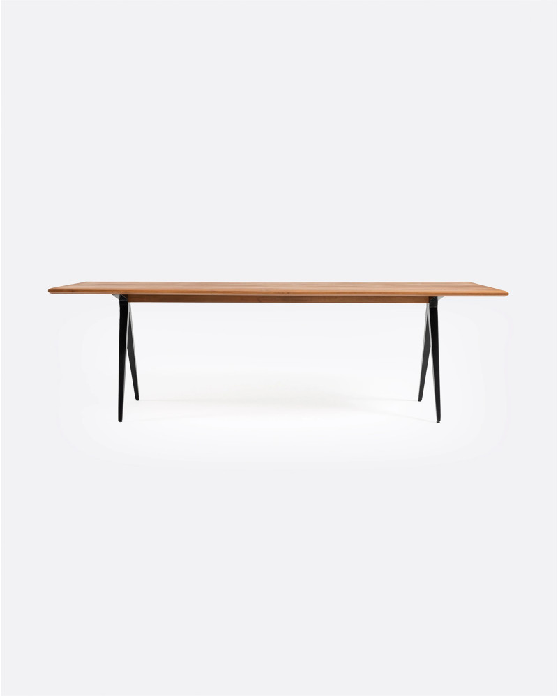 Table à manger LIKU en bois de teck recyclé et fer 200 x 90 x 75 cm