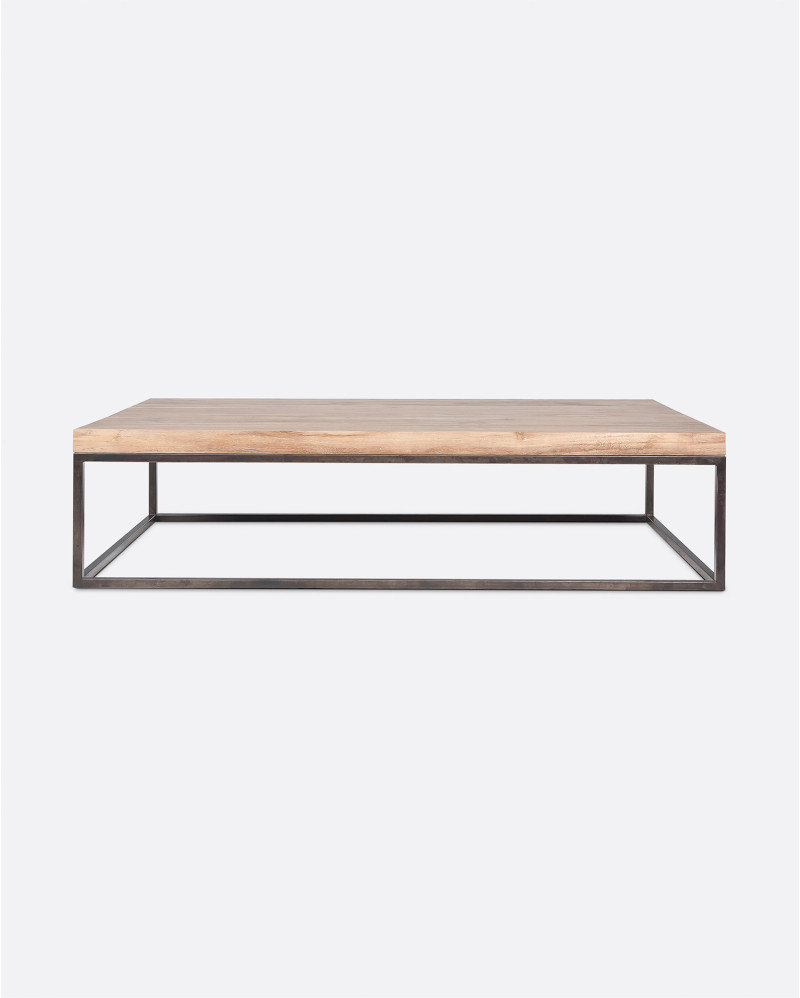 Table basse CUB en bois de teck recyclé et fer 140 x 80 x 35 cm