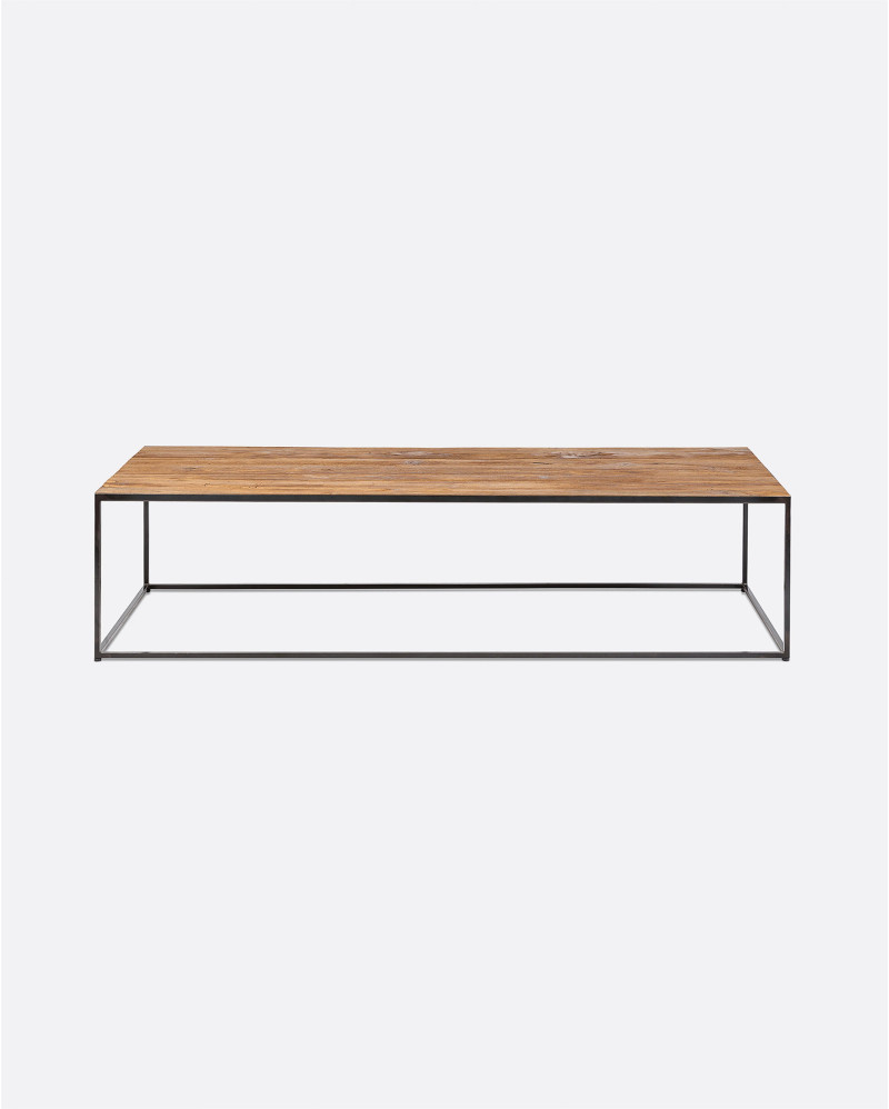 ONETWO coffee table in recycled teak wood and iron 120 x 60 x 35 cm