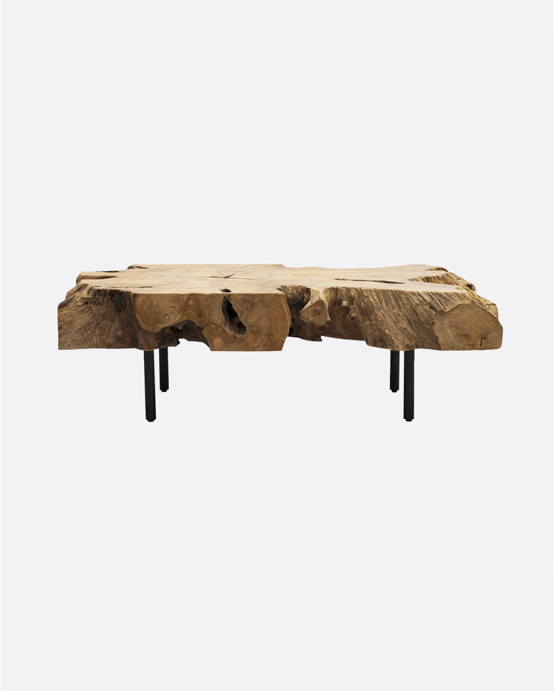 Mesa de centro ROOT de raíz de teca y hierro 120 x 60 x 37 cm en color natural