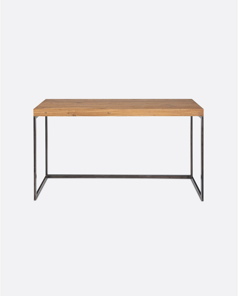 Consola THREE de madera de teca reciclada y hierro 130 x 45 x 76 cm