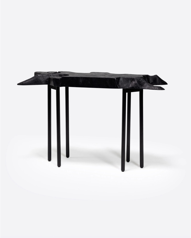 Consola ROOT de raíz de teca y hierro 120 x 35 x 75 cm