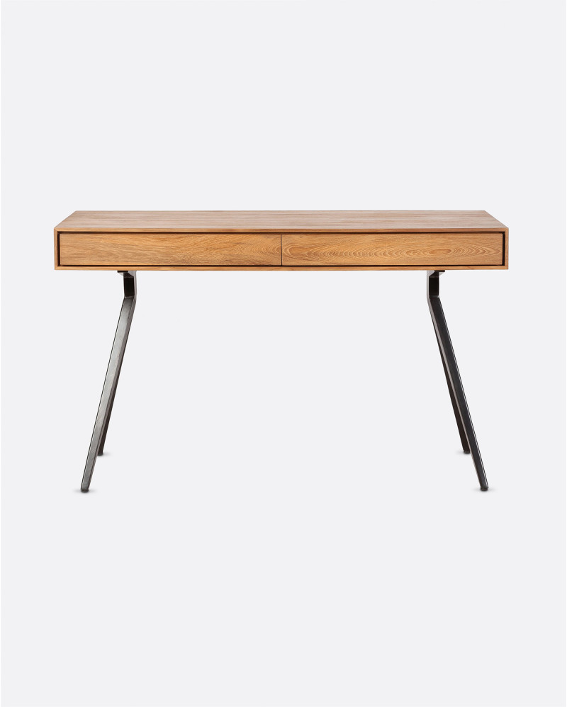 Bureau MAJESTI en bois de teck recyclé et fer 130 x 55 x 76 cm en couleur naturelle