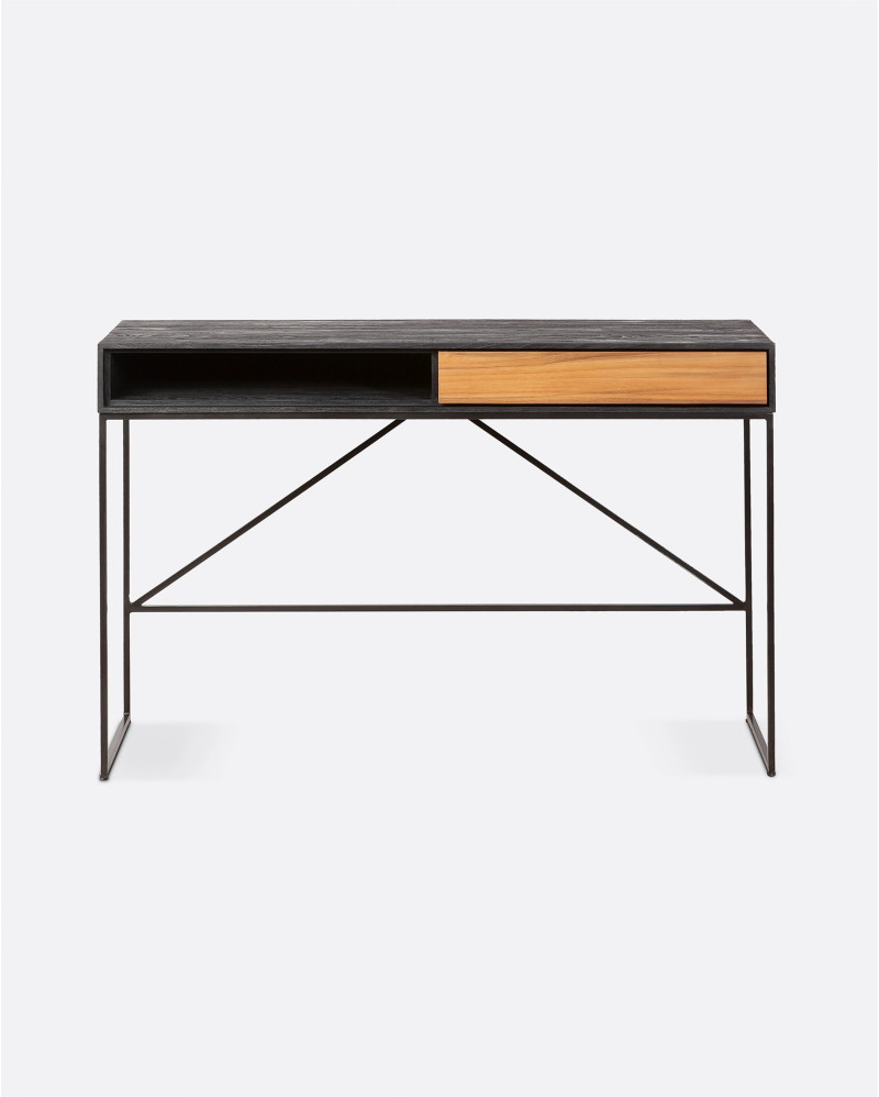 Escritorio DAMAR de madera de teca reciclada y hierro 115 x 43 x 75 cm