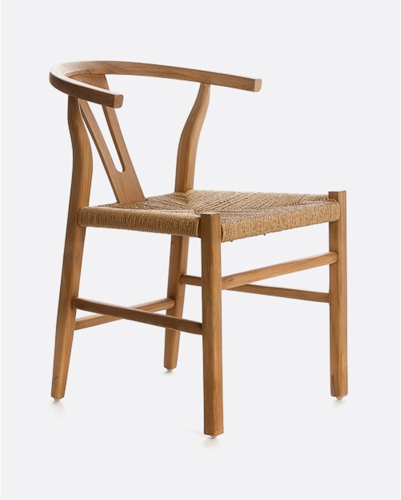 Silla ROB de madera de teca y cuerda de papel 55 x 57 x 76 cm en color natural