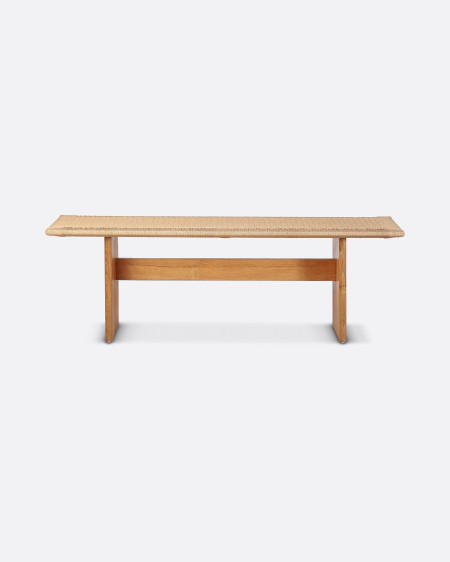 UBUD bench in recycled teak wood and paper cord 140 x 46 x 45 cm